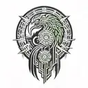 quetzal cyber tattoo design idea