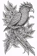 quetzal bird perched tattoo design idea
