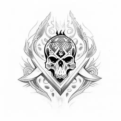 tribal with skulls and flames tattoo design idea
