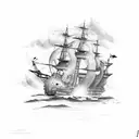 giant squid pirate ship tattoo design idea