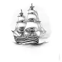 giant squid pirate ship tattoo design idea