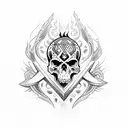 tribal with skulls and flames tattoo design idea