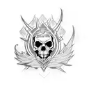 tribal with skulls and flames tattoo design idea