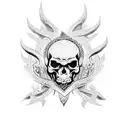 tribal with skulls and flames tattoo design idea