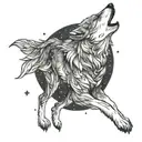 wolf, southern cross constellation intertwined tattoo design idea