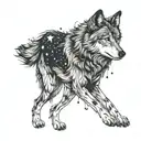 wolf, southern cross constellation intertwined tattoo design idea