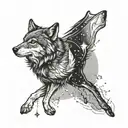 wolf, southern cross constellation intertwined tattoo design idea