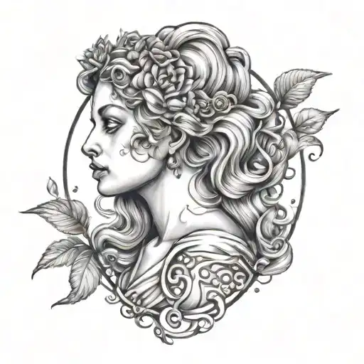 A sketch-style tattoo of Aphrodite with emphasis on her beauty and sensuality tattoo design idea