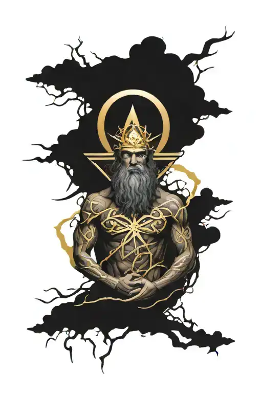 zeus lightning pentagram mixed and martial arts tattoo design idea