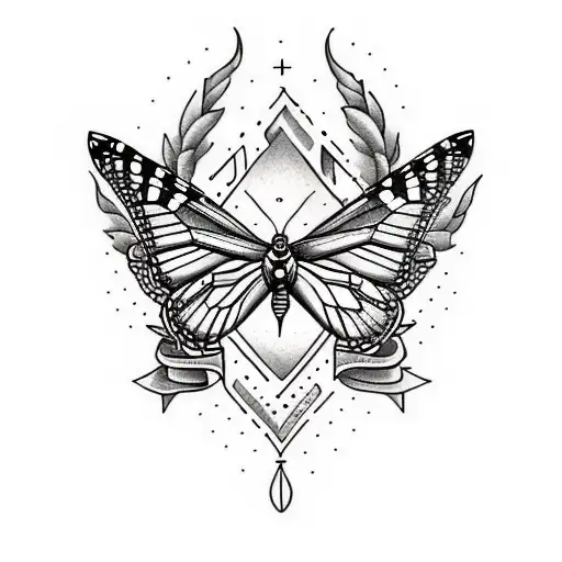 monarch butterfly, hummingbird, Phoenix tattoo design idea