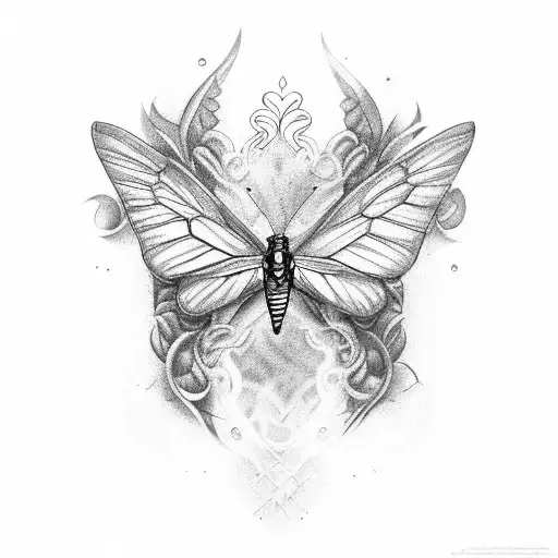 monarch butterfly, hummingbird, Phoenix tattoo design idea