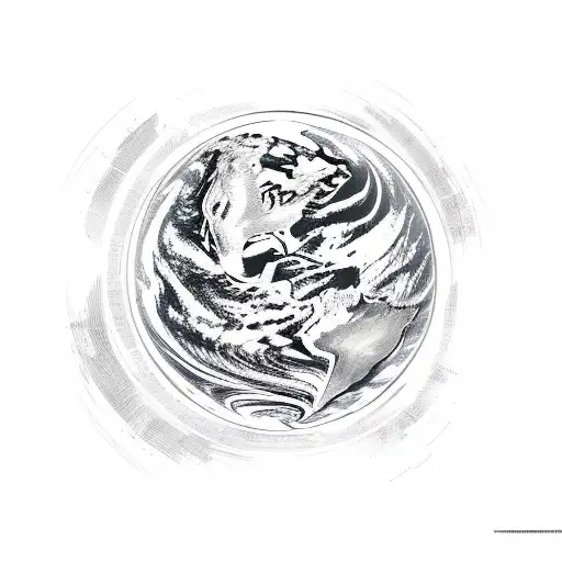 planet earth in fire  tattoo design idea