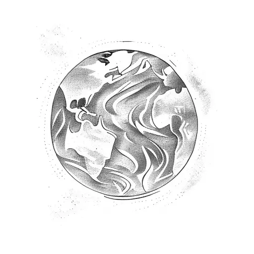 planet earth in fire  tattoo design idea