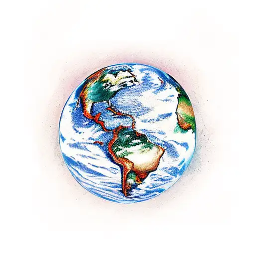 planet earth in fire  tattoo design idea