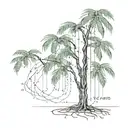 palm tree with source code roots growing tattoo design idea