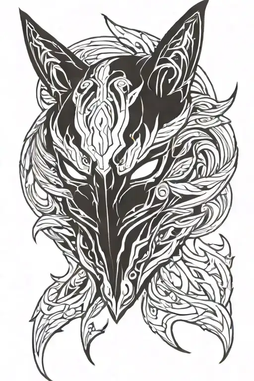 League of legends Kindred mask, but looking a bit different tattoo design idea