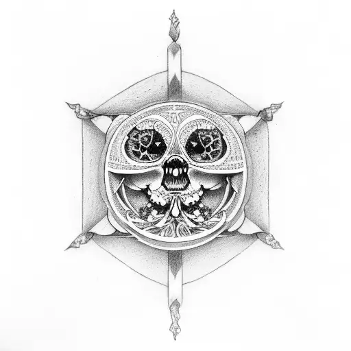momento mori with sword cross tattoo design idea