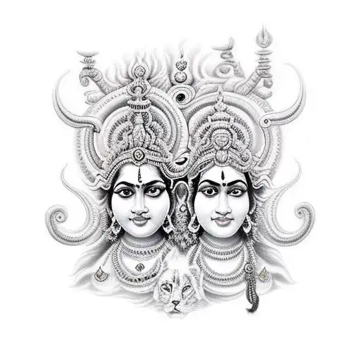 kali goddess and shiva  tattoo design idea