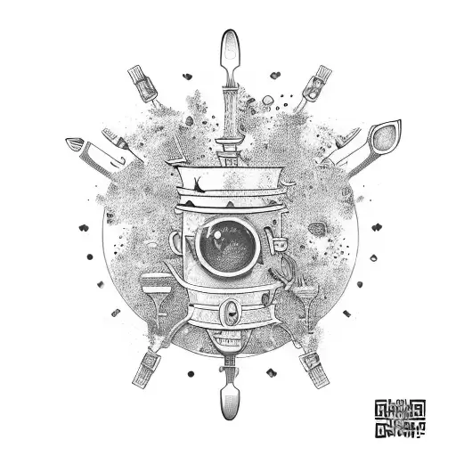 a spoon with a drop of oil about to fall out tattoo design idea