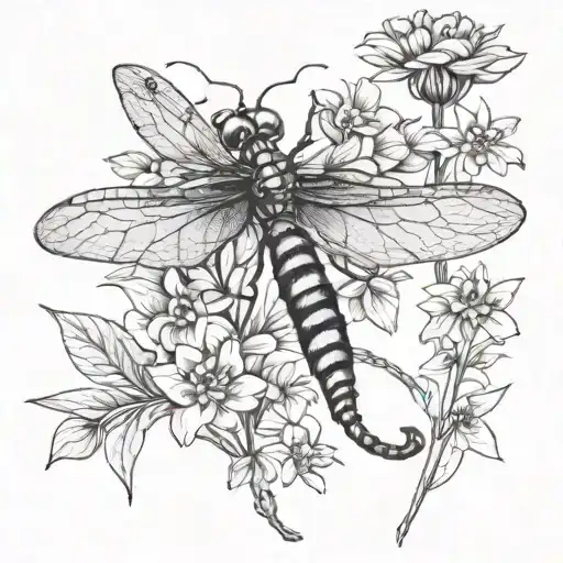 damselfly wildflower wing tattoo design idea