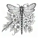 damselfly wildflower wing tattoo design idea