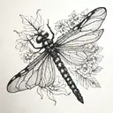 damselfly wildflower wing tattoo design idea