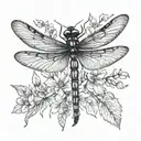 damselfly wildflower wing tattoo design idea