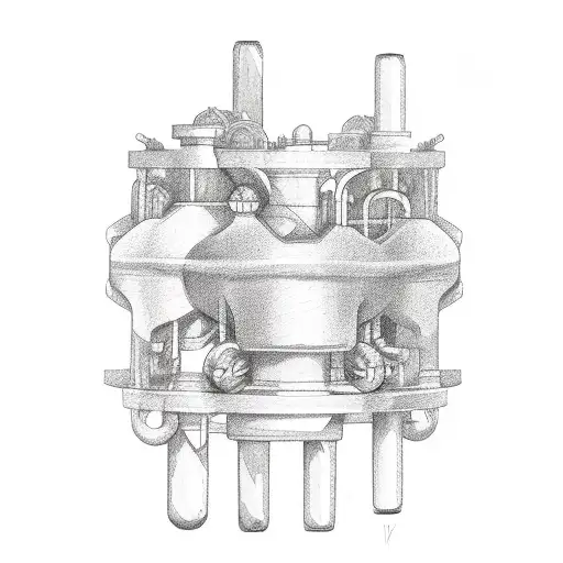 gears and pipes with steam  tattoo design idea