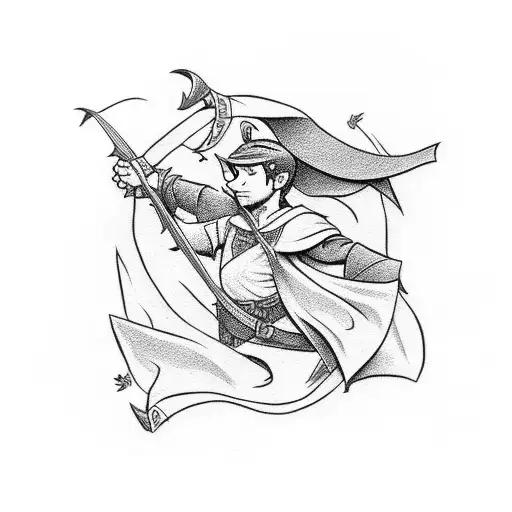 Disney Robin hood with several characters for the lower back arm tattoo design idea