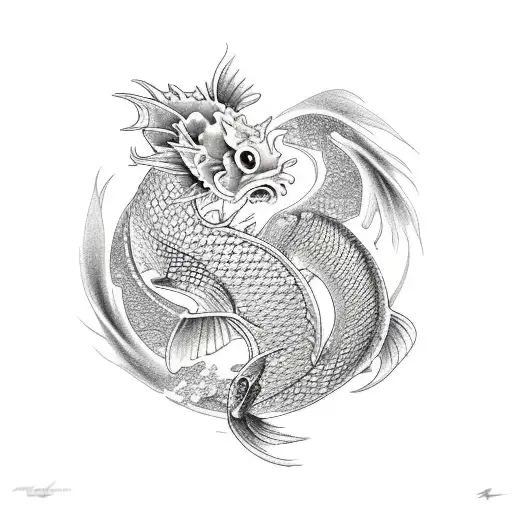 carp koi and dragon tattoo design idea