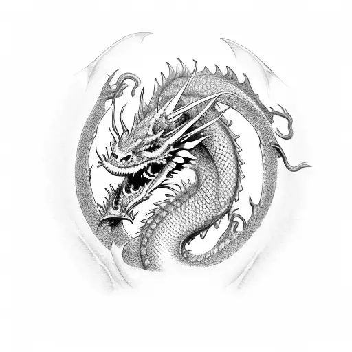 dragon from carp's mouth tattoo design idea