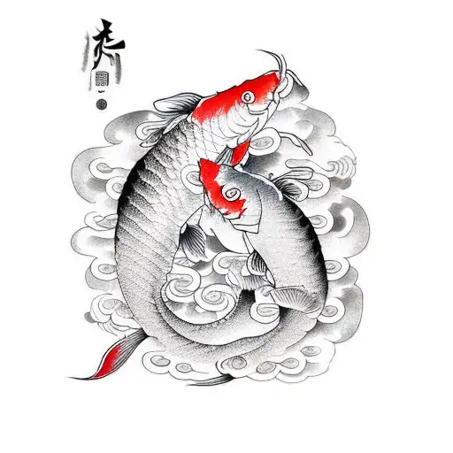 carp koi and dragon tattoo design idea