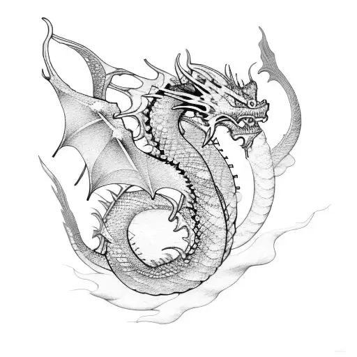 dragon and fish tattoo design idea