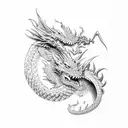 dragon from carp's mouth tattoo design idea
