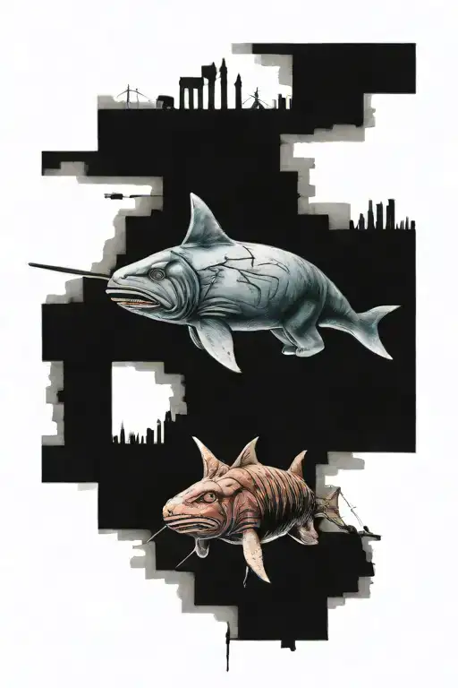 pink floyd animals album cover reimagined tattoo design idea