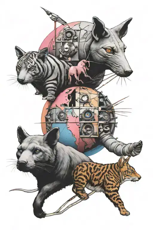 pink floyd animals album cover reimagined tattoo design idea