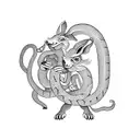 Chinese zodiac snake protecting a rabbit, monkey and pig tattoo design idea