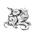 Chinese zodiac snake protecting a rabbit, monkey and pig tattoo design idea