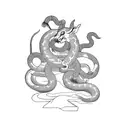 Chinese zodiac snake protecting a rabbit, monkey and pig tattoo design idea