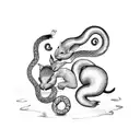 Chinese zodiac snake protecting a rabbit, monkey and pig tattoo design idea