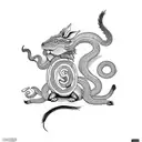 Chinese zodiac snake protecting a rabbit, monkey and pig tattoo design idea