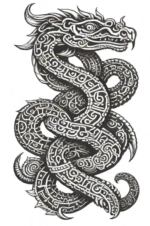 Aztec stones, Quetzalcoatl snake tattoo design idea