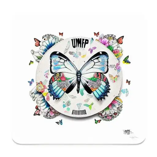 Gump Dumpster on a set of turntables in neon with butterflies tattoo design idea