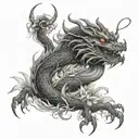 smoke and a chinese dragon with spider lillies tattoo design idea