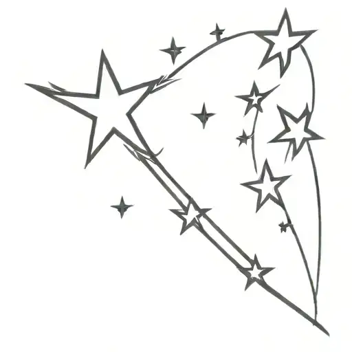A minimalist tattoo of two shooting stars with your sons' names trailing behind them tattoo design idea