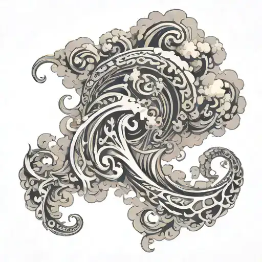 swirling clouds of smoke which look natural, with shapes reminding of tribal tatoos  tattoo design idea