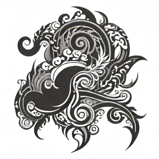 A tribal-inspired design incorporating swirling clouds of smoke tattoo design idea