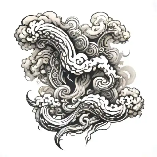 A tribal-inspired design incorporating swirling clouds of smoke which look natural tattoo design idea