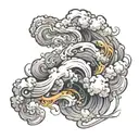 swirling clouds of smoke which look natural, with shapes reminding of tribal tatoos  tattoo design idea