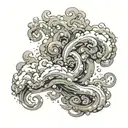 swirling clouds of smoke which look natural, with shapes reminding of tribal tatoos  tattoo design idea